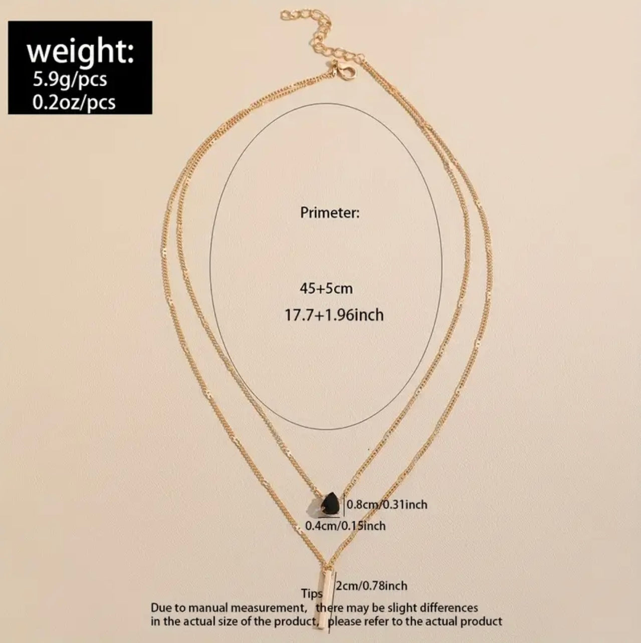 Simple Teardrop Shape Zircon Long Rod Pendant Double Layer