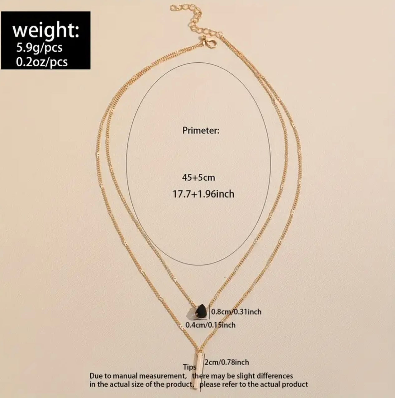 Simple Teardrop Shape Zircon Long Rod Pendant Double Layer