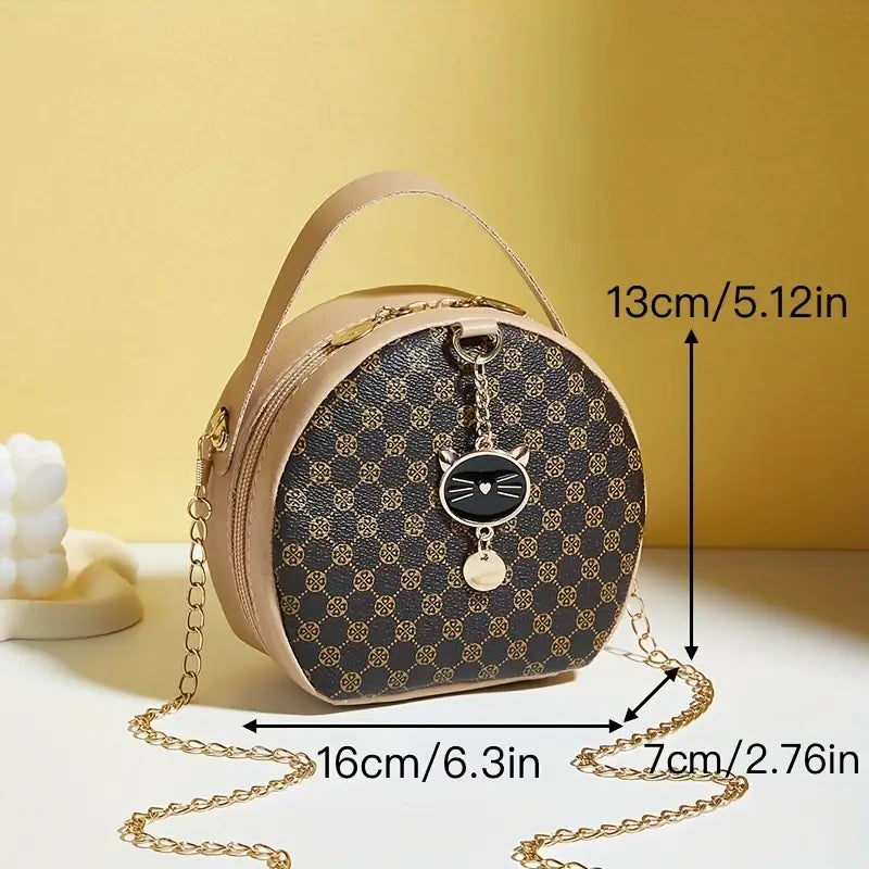 Women'S Stylish Black Round Shoulder Bag