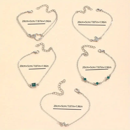 pcs Love Heart Infinity Symbol Butterfly Thin Chain Bracelet