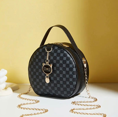 Women'S Stylish Black Round Shoulder Bag