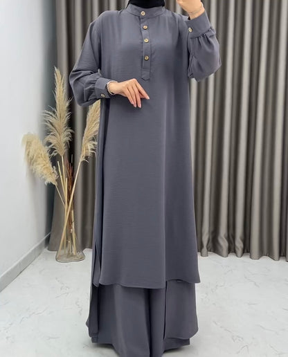 Women's Long Shirt & Loose Trouser Set