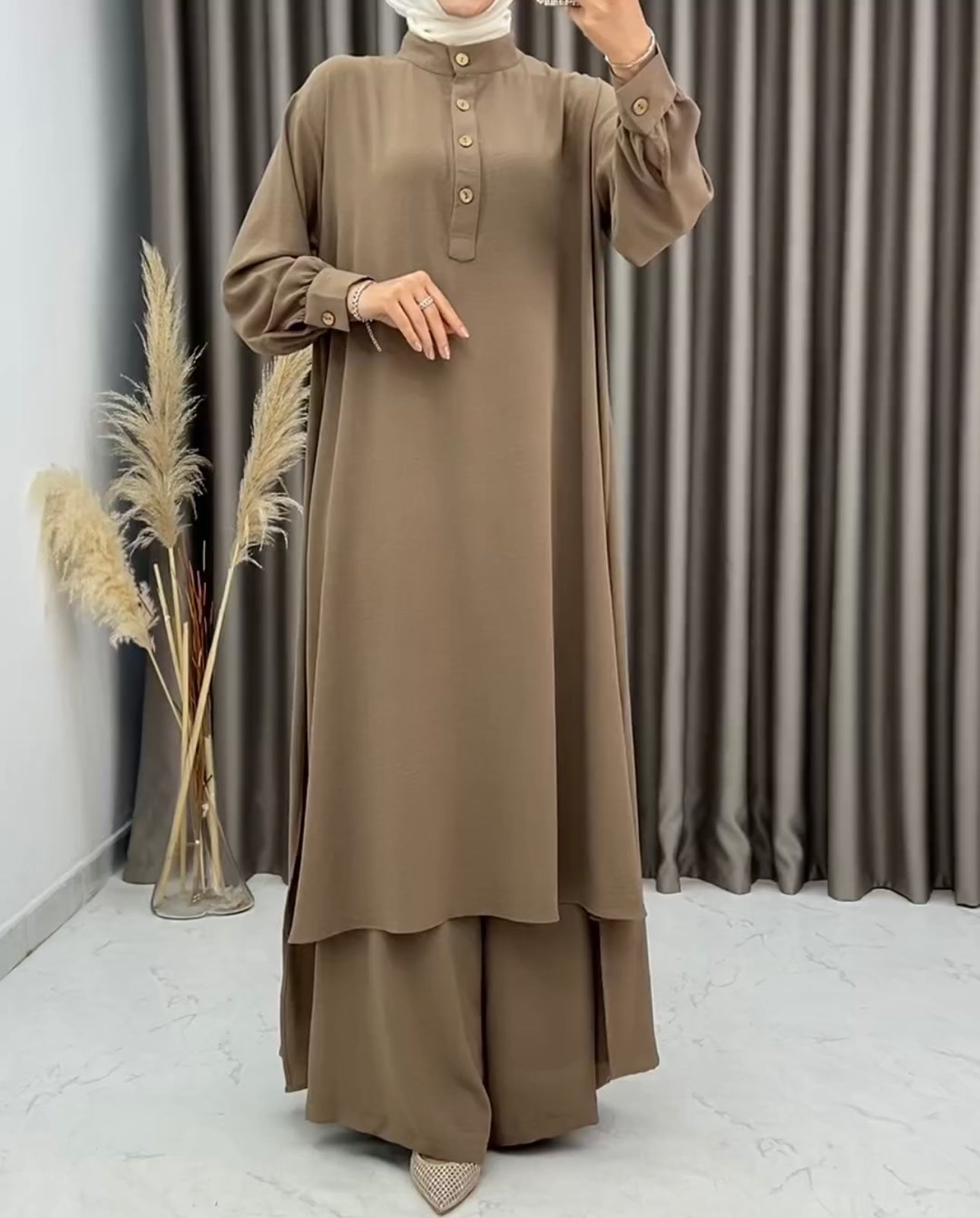 Women's Long Shirt & Loose Trouser Set