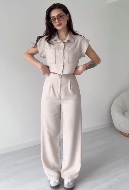 Women Poly Linen Shirt & trouser Set