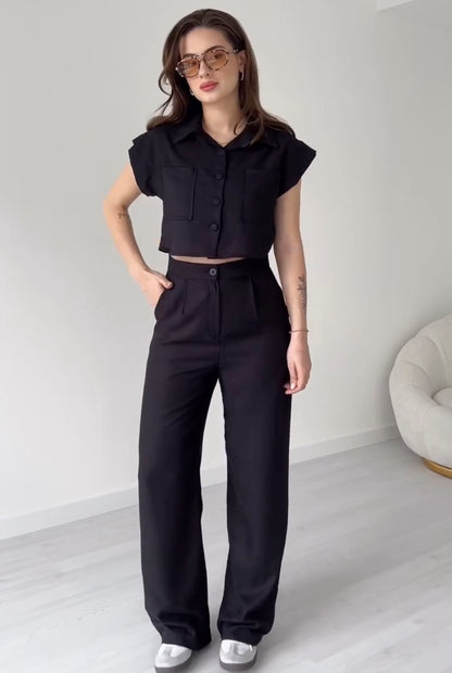 Women Poly Linen Shirt & trouser Set