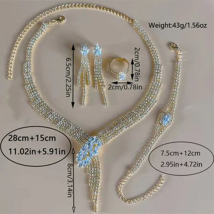 4pcs Elegant Artificial Crystal Jewelry Set