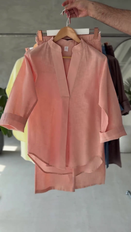 Women's V-Neck Shirt & Trouser Set
